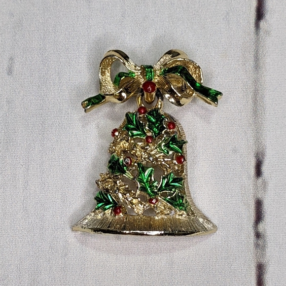 GERRYS  VINTAGE Holiday Bell Lapel Pin Brooch - Picture 6 of 8